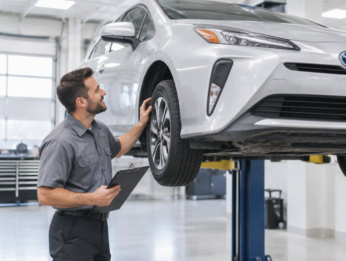 Ford Fusion receiving routine maintenance